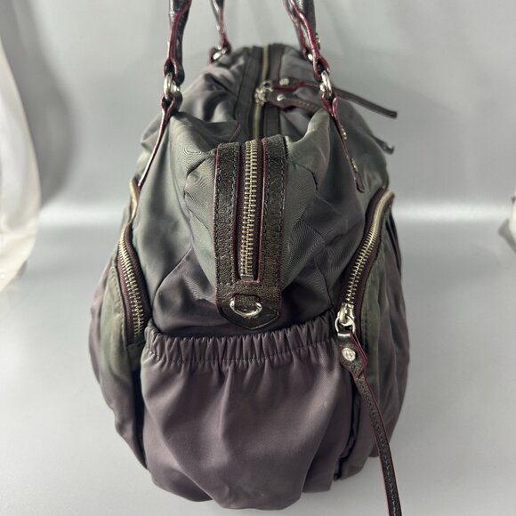 MZ Wallace Kate Gray Nylon Brown Leather Trim Shoulder Bag - Picture 8 of 14